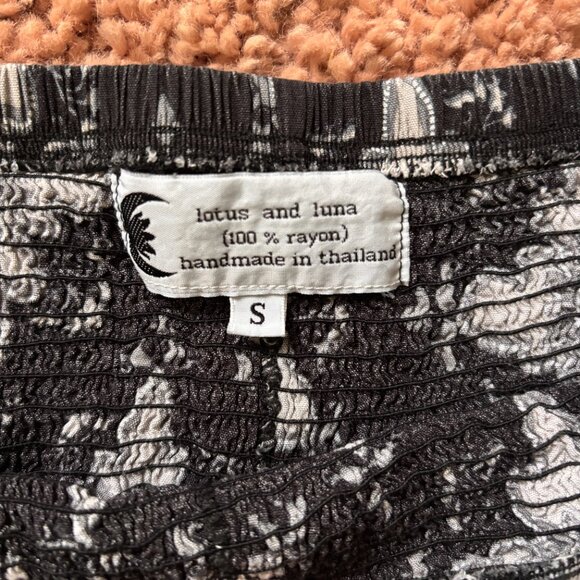 Lotus and Luna Sz S Boho Jogger Style Pants Gray Black White Hippie Handmade - Picture 4 of 8